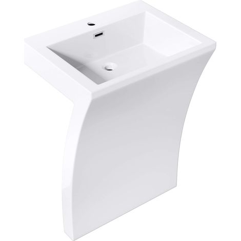 Mai & Mai Standwaschbecken Eckig Design Standwaschtisch Col07 Weiss Gussmarmor Design Waschplatz Waschsäule Standsäule