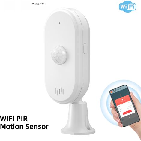 Drahtlose Alarmanlage mit WLAN-PIR-Detektor, akustischem und optischem Alarm, einstellbarem Winkel, App-Benachrichtigungen, Aufnahmefunktion und 4 Modi (für Zuhause/Büro)