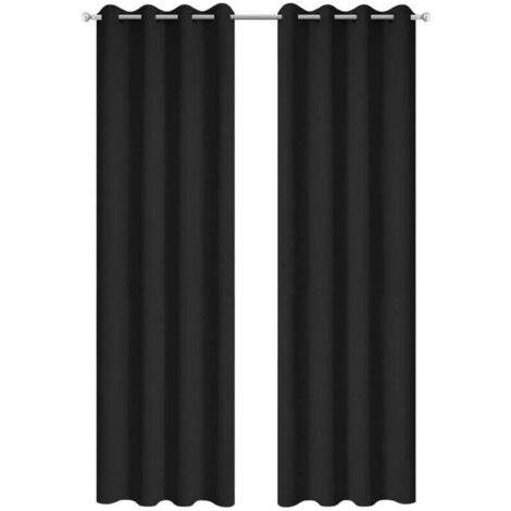 2 Pièces Rideaux Occultants Thermiques pour Salon - 140x240cm - Noir (1/4)
