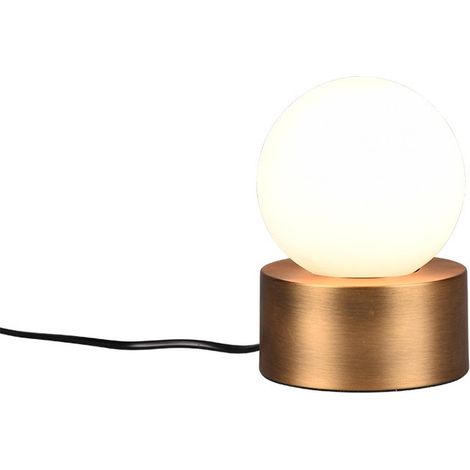 COUNTESS LAMPADA DA TAVOLO BASE IN METALLO OTTONE ANTICATO CON VETRO BIANCO ACCENSIONE TOUCH H. 17CM 1 LUCE ATTACCO E14 (1/3)