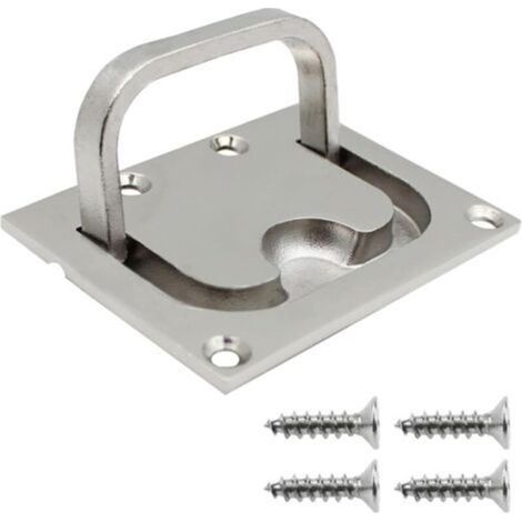 Poignée de Trappe pour Bateaux Poignée Marine en Acier Inoxydable Trappe Encastrée pour Bateau Poignée de Traction Encastrée avec 4 Vis pour Casier d'armoire Marine Yacht Boat(76  57mm)