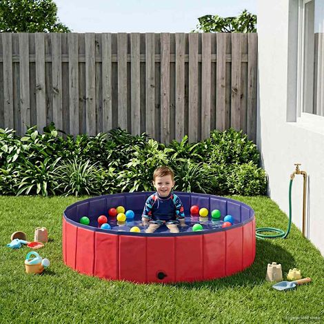 Faltbares Hundeschwimmbecken Rot und Blau 120 x 120 x 30 cm PVC