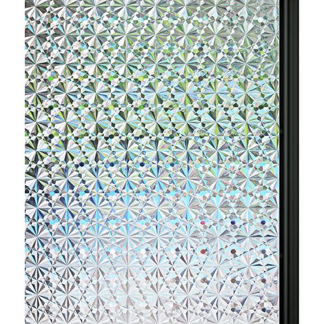 Film de protection solaire pour fenêtres, motif diamant 3D, vinyle antistatique, sans adhésif, décoratif, contrôle de la chaleur, anti-UV, pour portes vitrées, maison, cuisine, bureau (1/5)