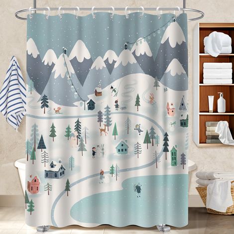 Rideau douche polyester 180x180 fluide polyester pour salle de bain pour ambiance spa à domicile (1/5)