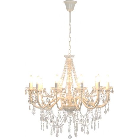 Lustre avec perles Blanc 12 ampoules E14 (1/5)