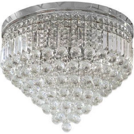 TrAdE Shop Traesio - Lampadario Soffitto Plafoniera Con Sfere Cristalli In Vetro Portalampada E14 A - Argento