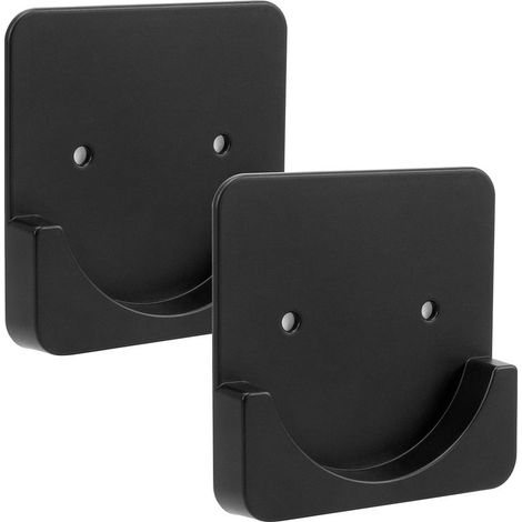 Soporte adhesivo para barra de cortina de ducha - Retenedor de barra - No requiere perforación - Paquete de 2 (negro mate) (1/5)