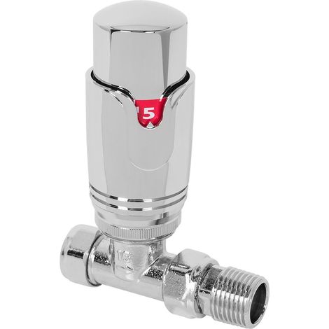 WarmeHaus 15mm Straight Thermostatic Radiator Valve TRV x1 Chrome (1/3)