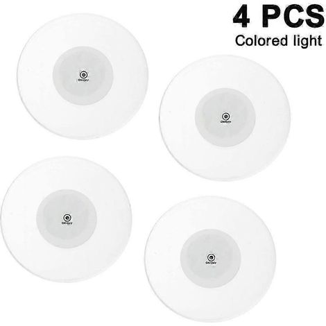Lot de 4 sous-verres LED étanches, lumineux et colorés, pour boissons, bar, fêtes, décoration intérieure (ronds, multicolores) (1/5)