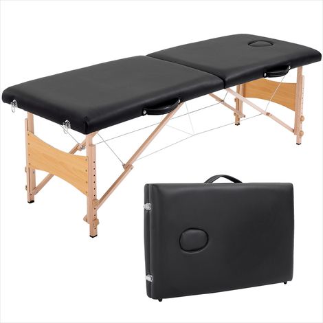 Appareil de massage Table de massage pliante 2 zones hêtre 186 x (1/5)