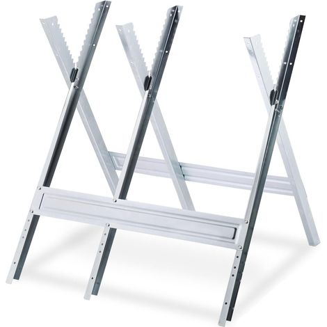 Chevalet de sciage en métal réglable pour bois bûches 81 x 75,5 x 81 cm usage extérieur pratique en acier argenté (1/5)