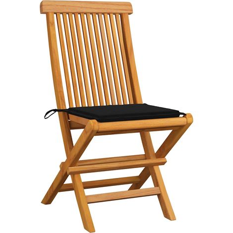 Maison Exclusive - Klappstühle mit schwarzen Kissen, 6-teilig, Ma (1/5)