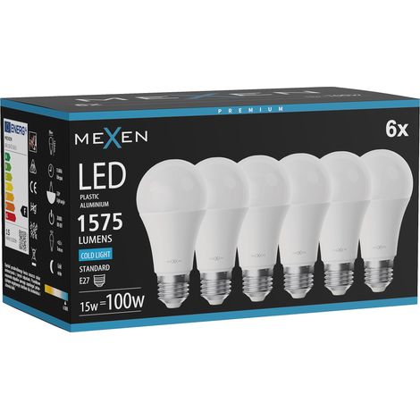 Mexen Nova 6x Ampoule LED E27, A60, 15W, Froid - 6500K, 1575 lm - L100-E27-1565-01x06 (1/3)