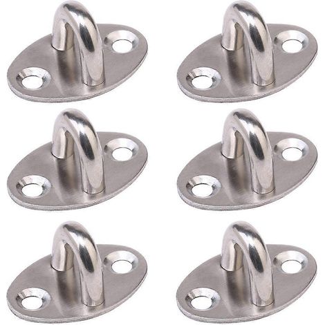 Lot de 6 crochets en acier inoxydable renforcés avec anneau de traction fixe pour rangement-3.9x2.6cm-Silver (1/4)