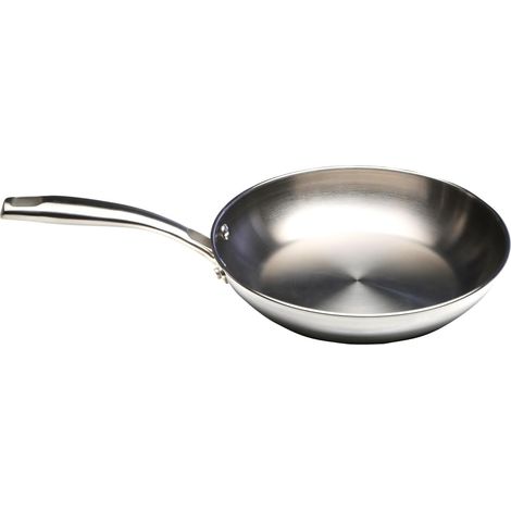 Poêle Acier Inoxydable 18/10 Ø 20 cm Compatible Induction Base Triple Épaisseur Manche Ergonomique Riveté Four 200°C Lave-vaisselle Résistante (1/5)