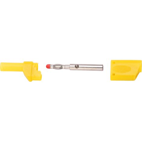 Connecteur banane 4mm isolé de sécurité, lot de 10 fiches bananes avec gaine, pour test électronique, jaune, 22.160 (1/5)