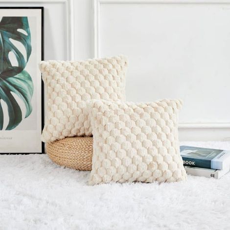 Taies d'oreiller - Lot de 2 - 40×40 cm - Ultra douces et confortables - Housses de coussin décoratives - Pour canapé, lit, salon - B (1/4)