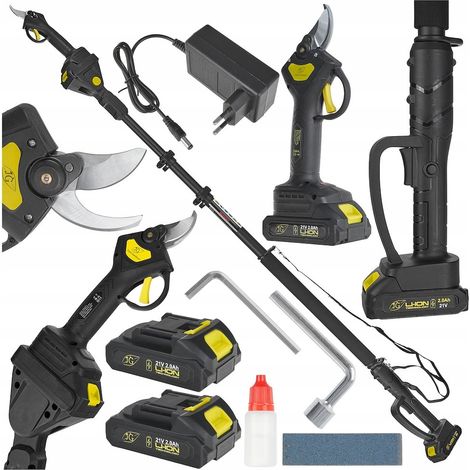Tijeras de podar inalámbricas de 30 mm en estuche, 2 x 2,0 Ah, 21 V, con mástil telescópico de 1,65-2,50 m (10)