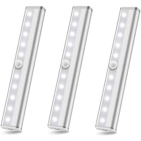 BUNTHAUS PA Lot de 3 lampes LED à détecteur de mouvement sans fil – 10 LED – Détection jusqu'à 10 pieds – Installation sans outil – Éclairage sous armoire (1/5)