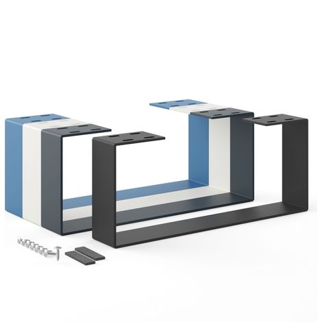 Pied de meuble en métal noir 50x20cm – Support pour table basse, bureau, commode – Charge jusqu'à 100kg – Installation rapide avec accessoires – Holzbrink