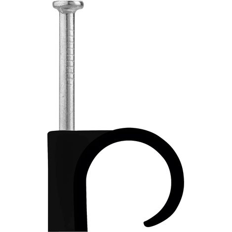 100 Attaches-Câbles D8/12 Noir avec Clou Acier - Clips de Fixation pour Câbles Électriques et Fils - Réf. 700415