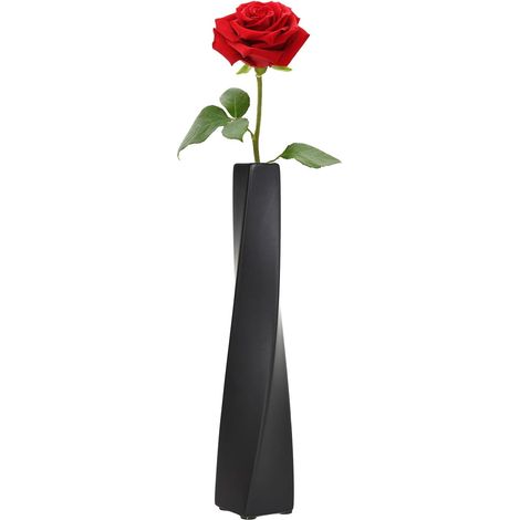 Mattschwarze Keramikvase, 24 cm, rutschfest, schmal, für Pampasgras oder dekorative Zweige
