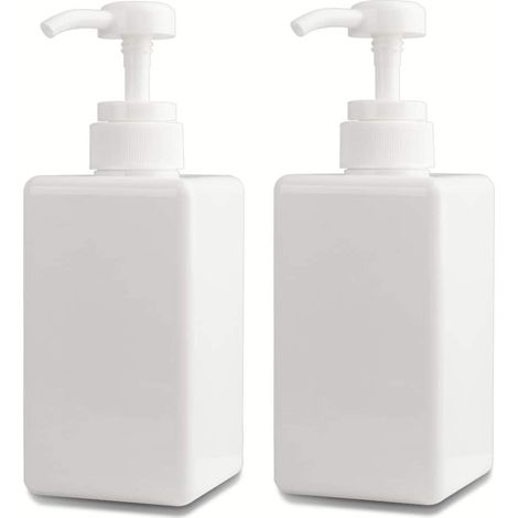 Dispensador de jabón de 450 ml, incluye 2 botellas de plástico vacías con dosificador, ideal para cocina y baño. Color blanco. (1/5)