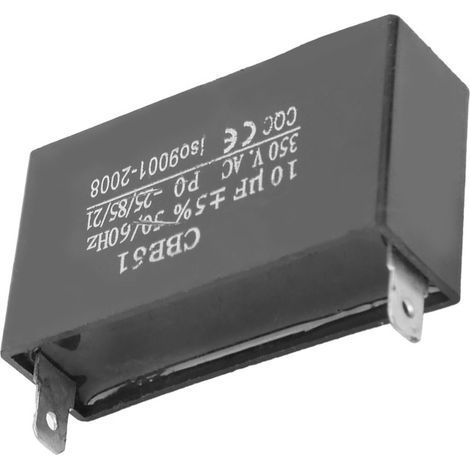 Anlaufkondensator für Lüftermotoren CBB61, 350 V AC, Kunststoffkondensator, 10 µF ±5 %, 50/60 Hz (1/5)