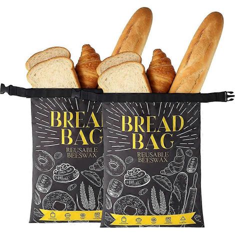 Réutilisable cire abeille pain sacs grand rangement levain sac à pain avec Lining pain à garder frais 2 lot B (1/5)