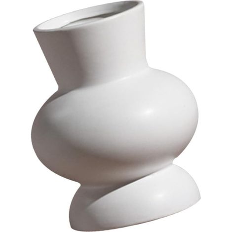 à fleurs en céramique vase de table blanc aux finitions (1/5)