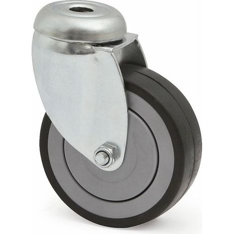 rueda giratoria agila aro de goma ø75 tp zincado aro de goma polipropileno, antihuella y antihilo.