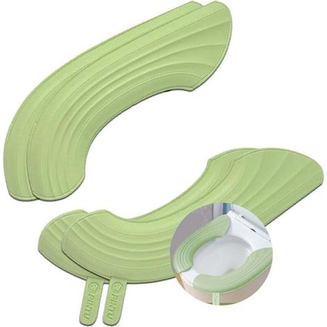 Chauffe-siège de toilette ergonomique avec poignée et levier, forme en U lavable – Vert, 2 unités