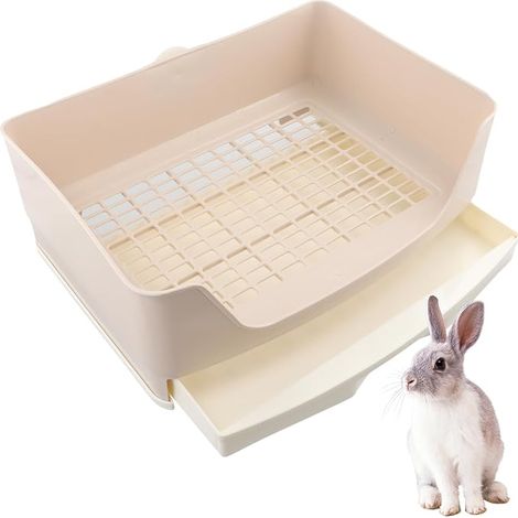 Rabbit Cage Litter Tray, Large Cat Litter Tray, Litter Tray with Drawer, Toilet, Tray for Rabbit, Guinea Pigs, Ferrets (1/5)