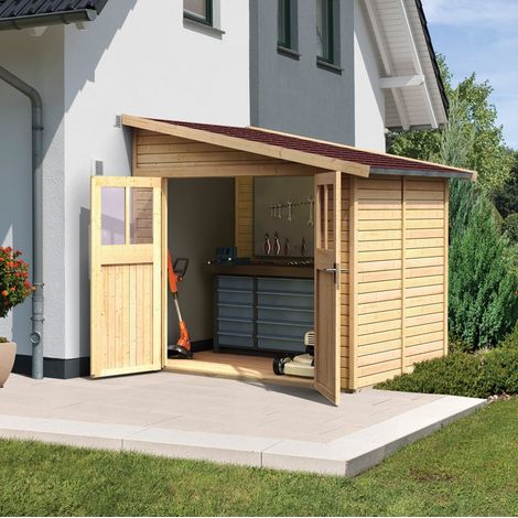 Abri Jardin Adossé Bois 4.18m² Bomlitz 2 Karibu 19mm Marron (1/5)
