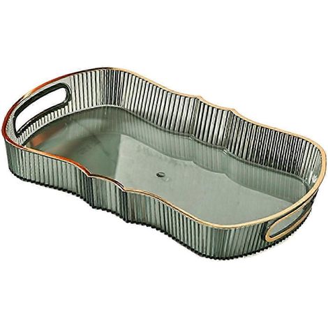Plateau de service, plateau de salle de bain, plateau à fruits, plateau repas pour cafétéria, plateau de rangement pour produits cosmétiques (petit-déjeuner)-Green M (1/5)