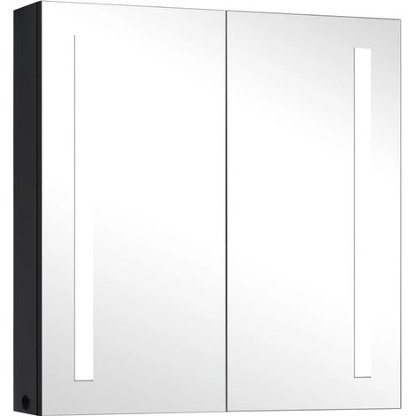 Mueble de baño moderno con espejo iluminación LED y 3 estantes 62 x 14 x 60 cm MDF color antracita 020046732 (1/5)