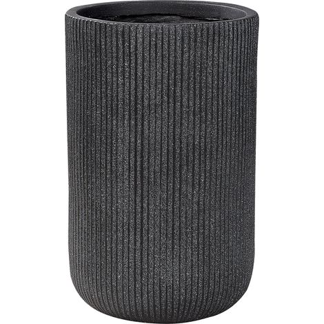 Maceta de mezcla de arcilla negra 30 cm fibra vertical agujero drenaje Eantio (1/5)