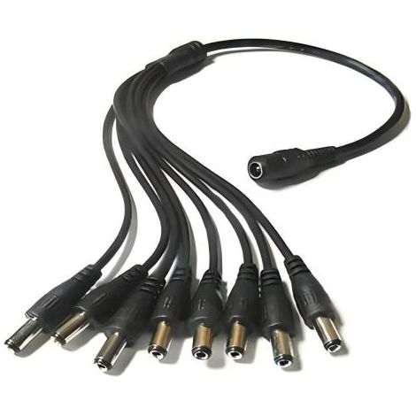 Divisor de Alimentação DC, 8 em 1 1 Hembra para 8 Macho - Preto (1/2)