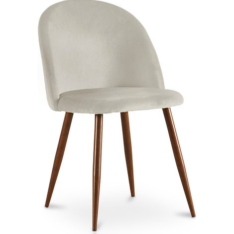 Sedia da pranzo - Rivestita in velluto - Design scandinavo - Evelyne Grigio chiaro