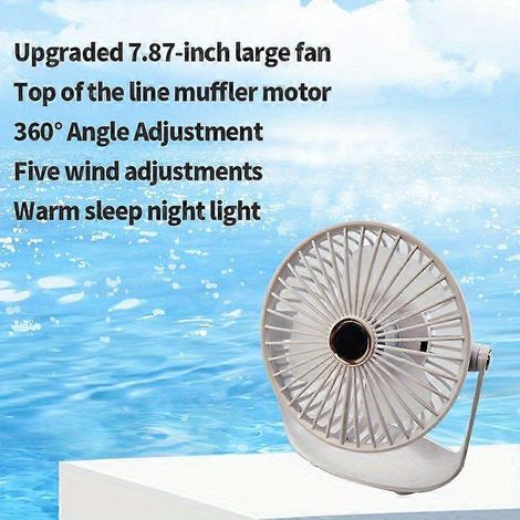 Ventilador de escritorio USB portátil de 7,87 pulgadas, mini ventilador eléctrico silencioso con batería de larga duración, gran flujo de aire para oficina, dormitorio, coche y uso exterior. (1/5)