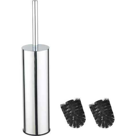 304 Brosse à WC en Acier Inoxydable Seau Long Brosse à WC Ronde sur Pied avec Support pour la décoration de la Salle de Bain Chrome (1/5)