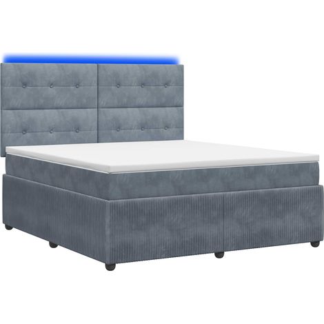 Teenpull – LED Boxspringbett mit Matratze Dunkelgrau 140 x 200 cm Samt (1/5)
