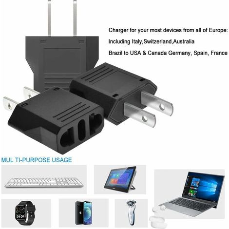 【3 pièces】 Adaptateur de Voyage,adaptateur prise france vers usa,adaptateur prise usa,adaptateur usa,adaptateur prise canada,Adaptateur Prise Universelle Americaine/Chine/Japon/Canada/Mexique (1/2)