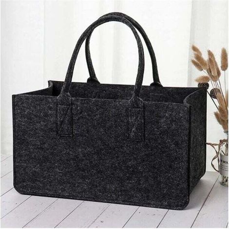 Sac en feutre Vedkorg avec poignée, sac en feutre de bois, sac en feutre, panier en bois pliable, panier à journaux, 50 × 25 × 25 cm