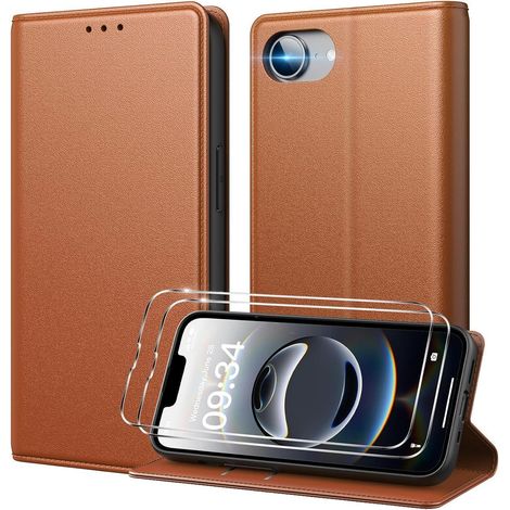 Handyhülle Klapphülle iPhone 16e Kartenfach RFID iPhone 16e Braun (1/5)