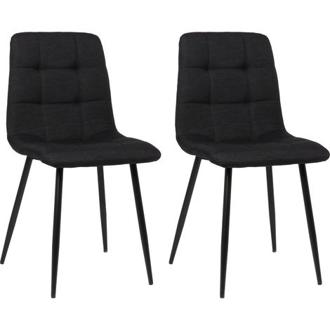 Conjunto de 2 sillas de comedor en tela negra con patas de metal negro mate estilo moderno CDS101107 (1/5)