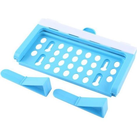 1 Support de sac à ordures, Plastique PP, Compact 20,2x12cm, Pour armoire de cuisine, Bleu (1/4)
