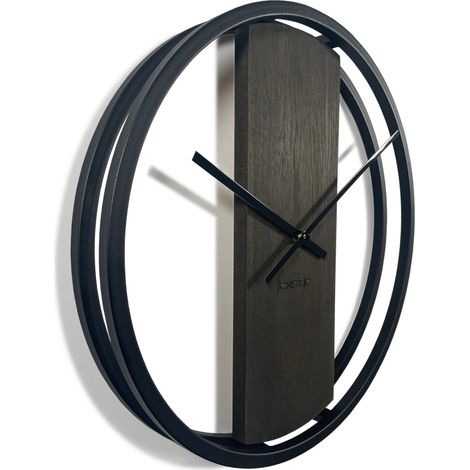 Horloge murale en bois LOFT OVAL wengé 50 cm (1/5)