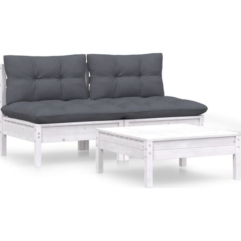 Maison Exclusive - Set Divani da Giardino 3 pz con Cuscini Antracite Legno di Pino (1/5)