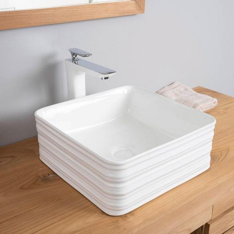 Lavabo de cerámica cuadrado Trooper 39cm (1/5)